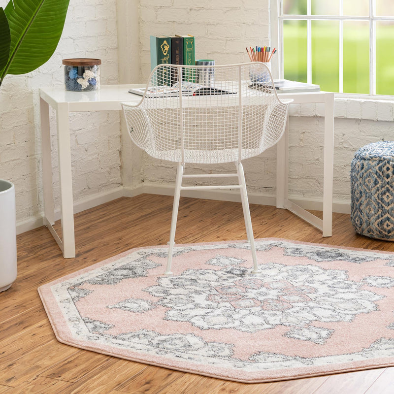 Beverly Grove Collection Area Rug - Melrose (Rose) Octagon Rose  lifestyle 88