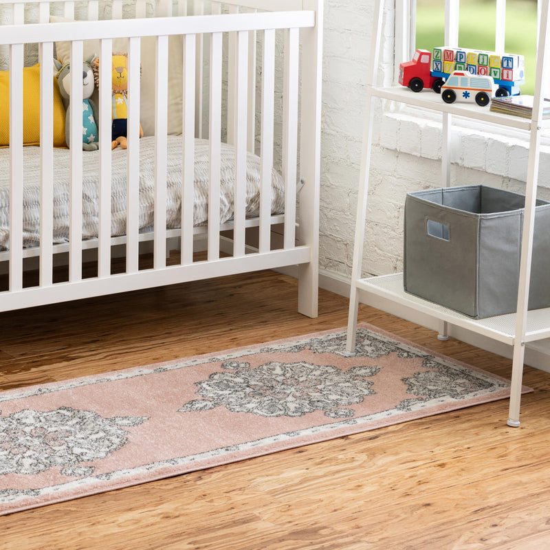 Beverly Grove Collection Area Rug - Melrose (Rose) Runner Rose  lifestyle 89