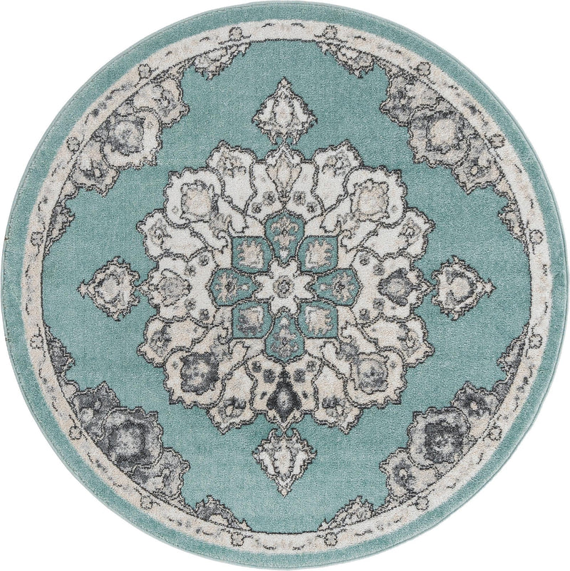 Beverly Grove Collection Area Rug - Melrose (Aqua) Round Aqua  lifestyle 41
