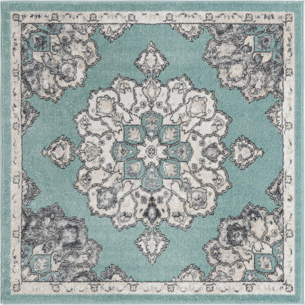 Beverly Grove Collection Area Rug - Melrose (Aqua) Square Aqua  lifestyle 14