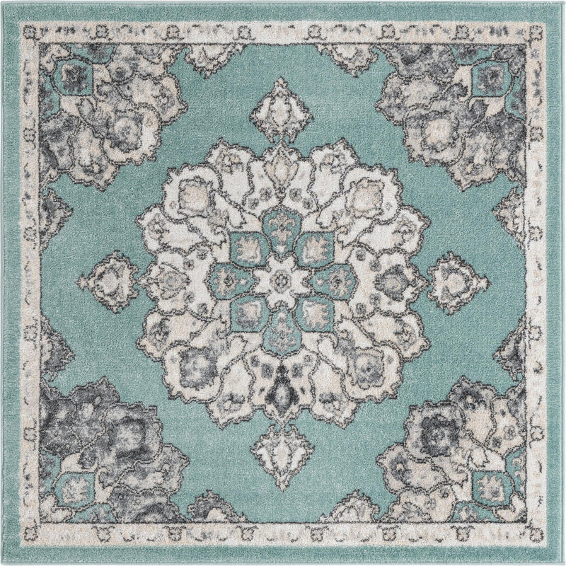 Beverly Grove Collection Area Rug - Melrose (Aqua) Square Aqua  lifestyle 14