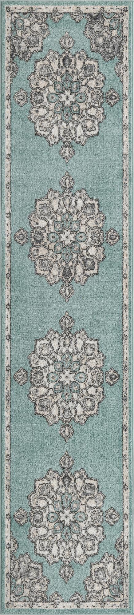 Beverly Grove Collection Area Rug - Melrose (Aqua) Runner Aqua Blue  lifestyle 42