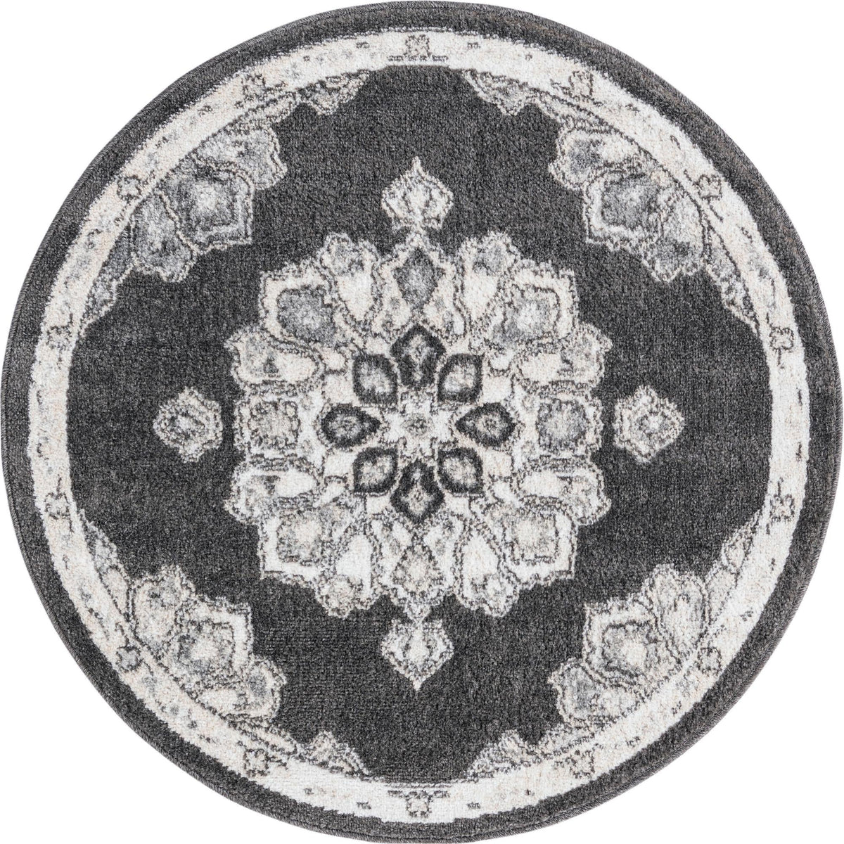 Beverly Grove Collection Area Rug - Melrose (Charcoal) Round Charcoal  lifestyle 9