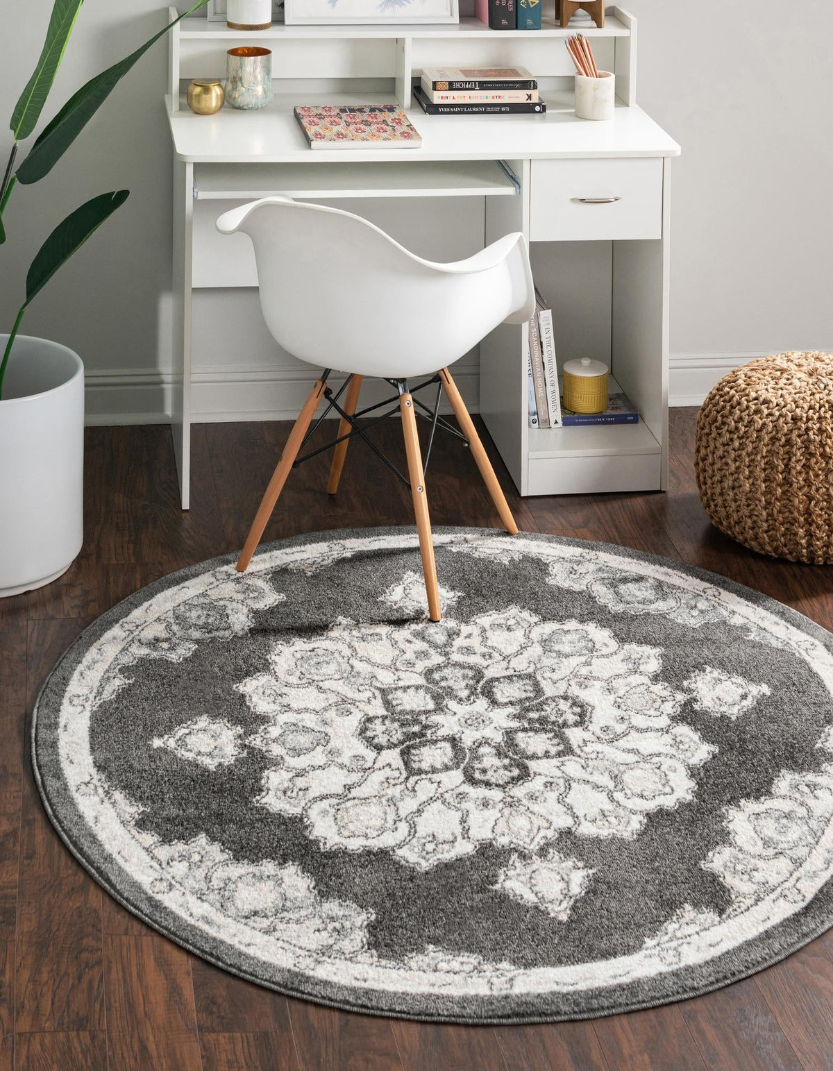 Beverly Grove Collection Area Rug - Melrose (Charcoal) Round Charcoal  lifestyle 14