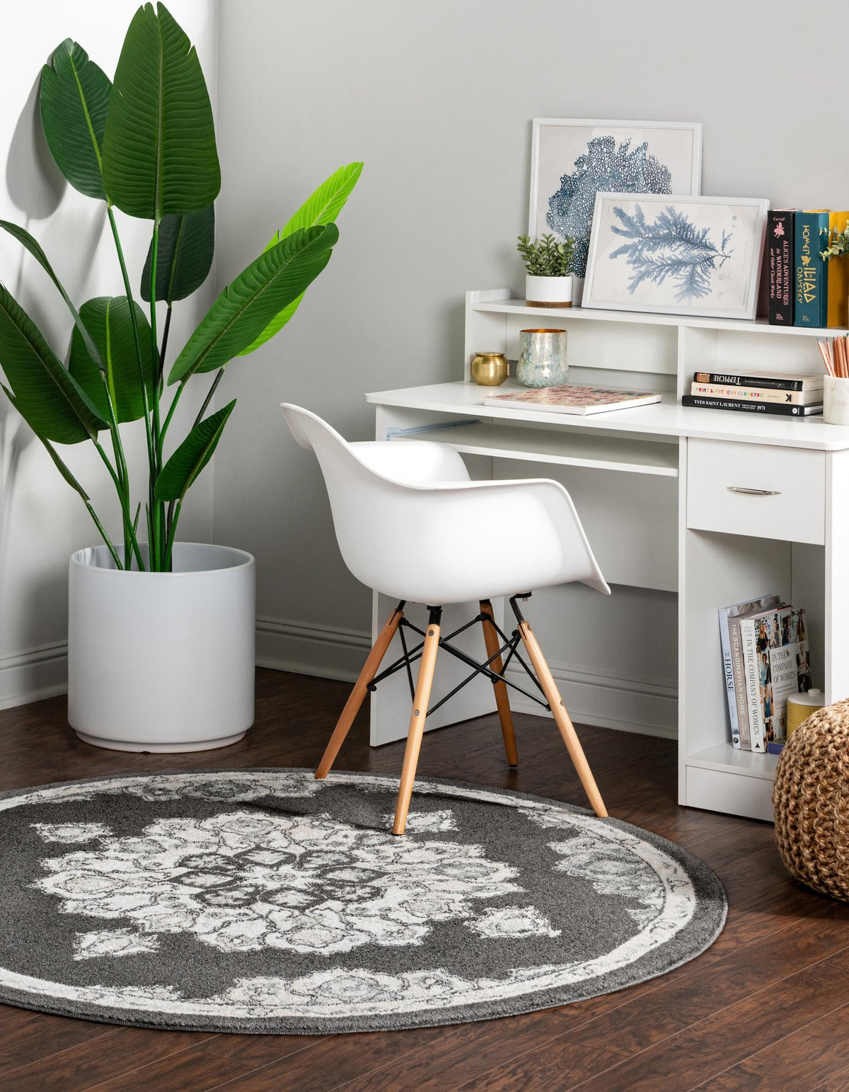 Beverly Grove Collection Area Rug - Melrose (Charcoal) Round Charcoal  lifestyle 19