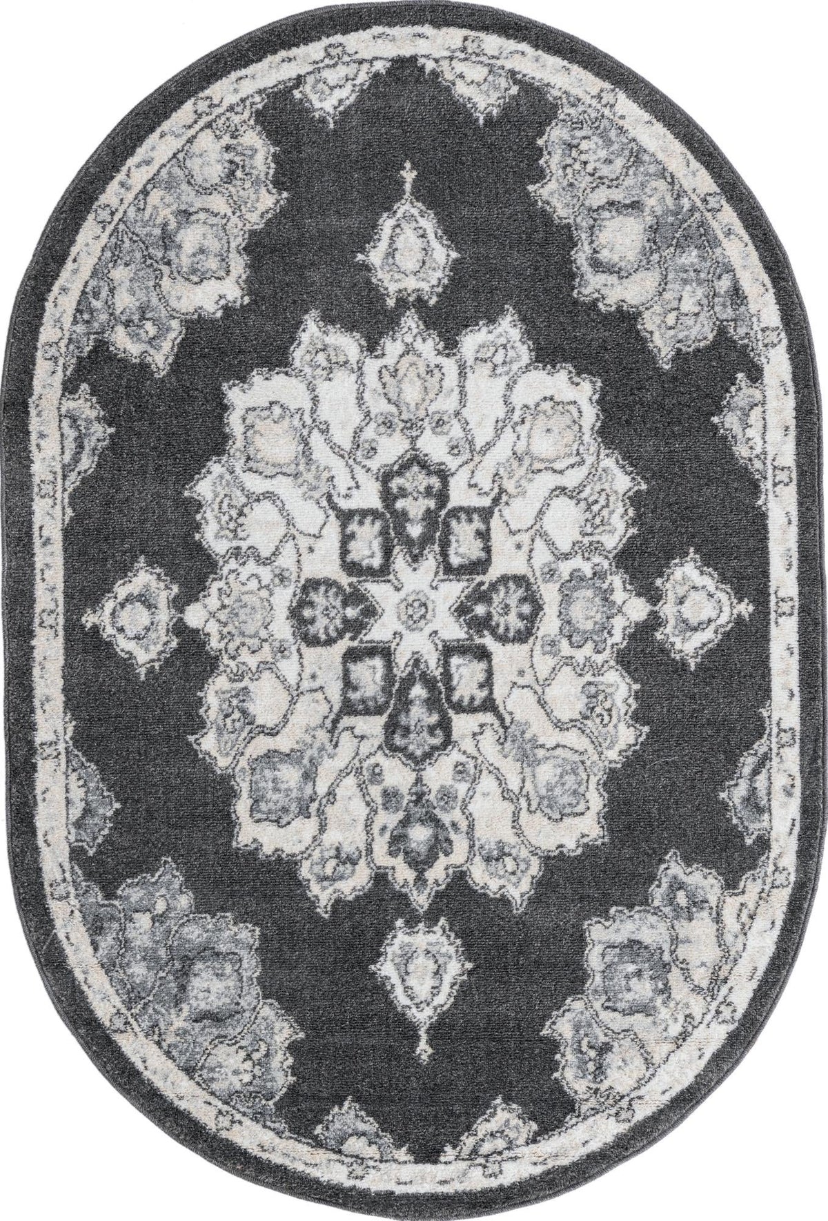 Beverly Grove Collection Area Rug - Melrose (Charcoal) Oval Charcoal  lifestyle 11
