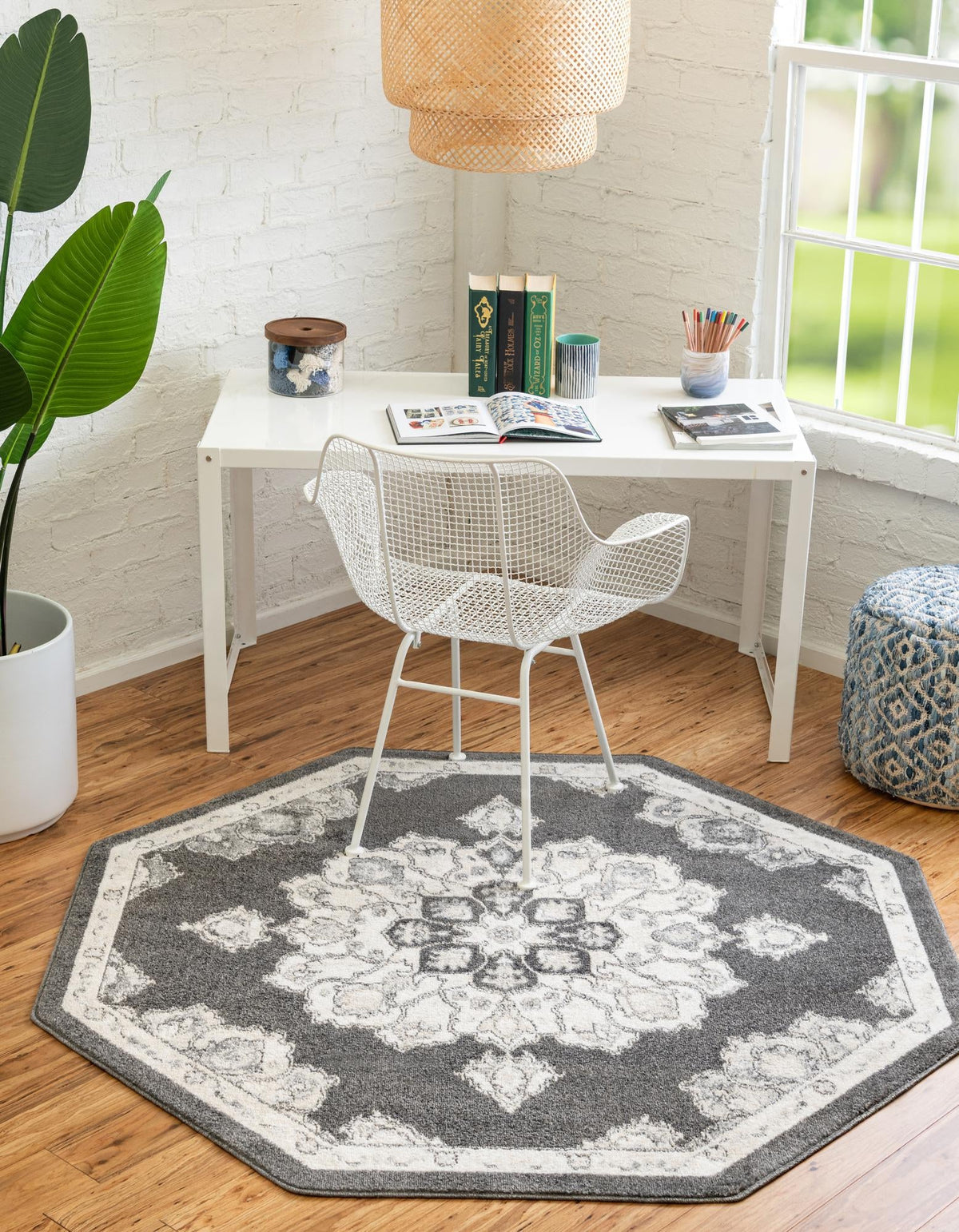 Beverly Grove Collection Area Rug - Melrose (Charcoal) Octagon Charcoal  lifestyle 17