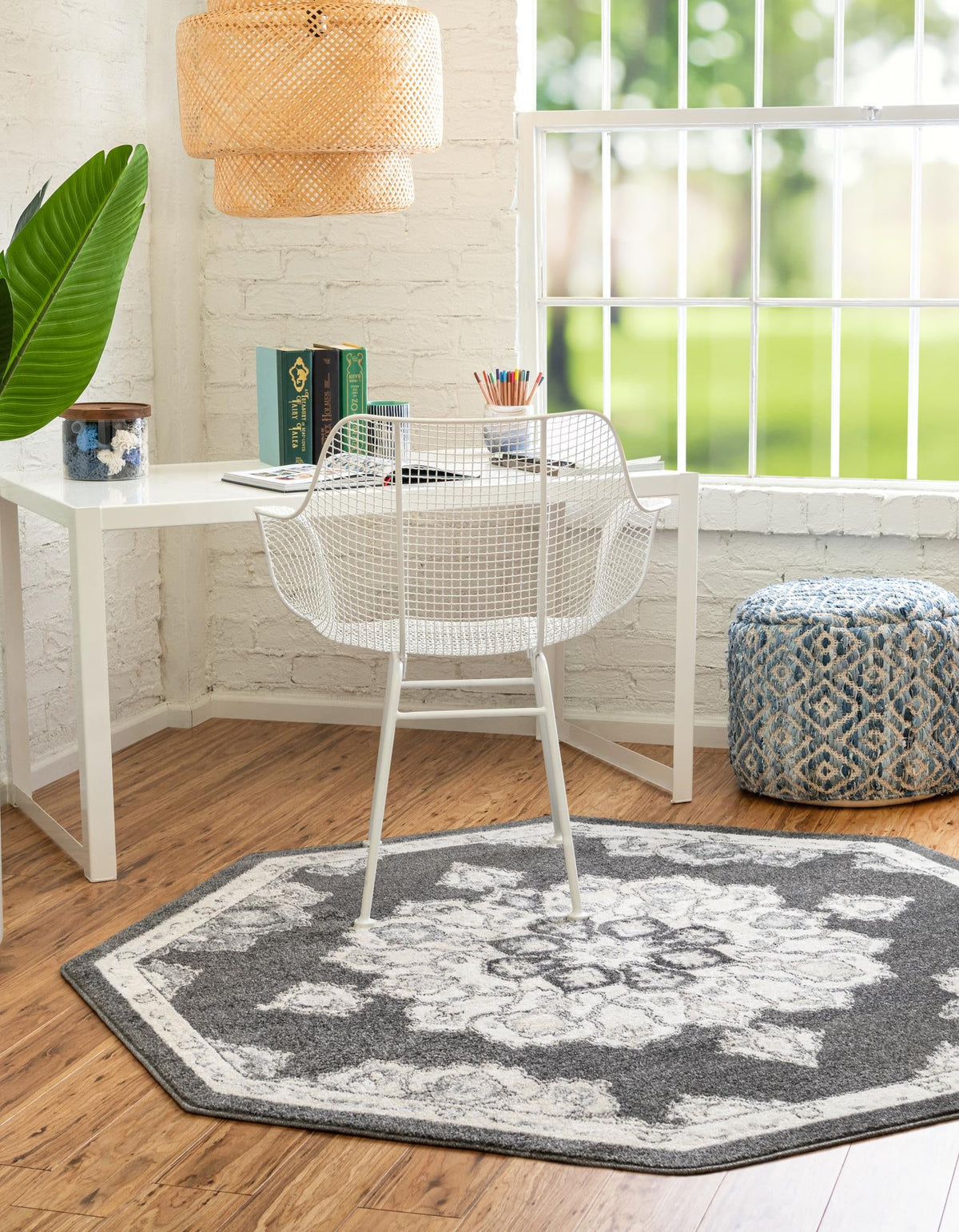 Beverly Grove Collection Area Rug - Melrose (Charcoal) Octagon Charcoal  lifestyle 22