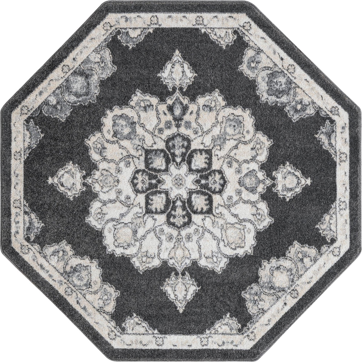 Beverly Grove Collection Area Rug - Melrose (Charcoal) Octagon Charcoal  lifestyle 12