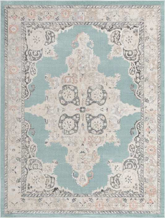 Beverly Grove Collection Area Rug -  Fairfax (Aqua) Rectangle Aqua Main