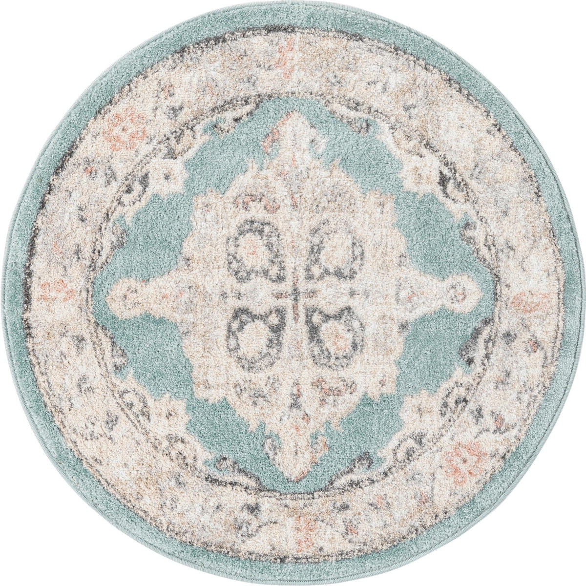 Beverly Grove Collection Area Rug -  Fairfax (Aqua) Round Aqua  lifestyle 9