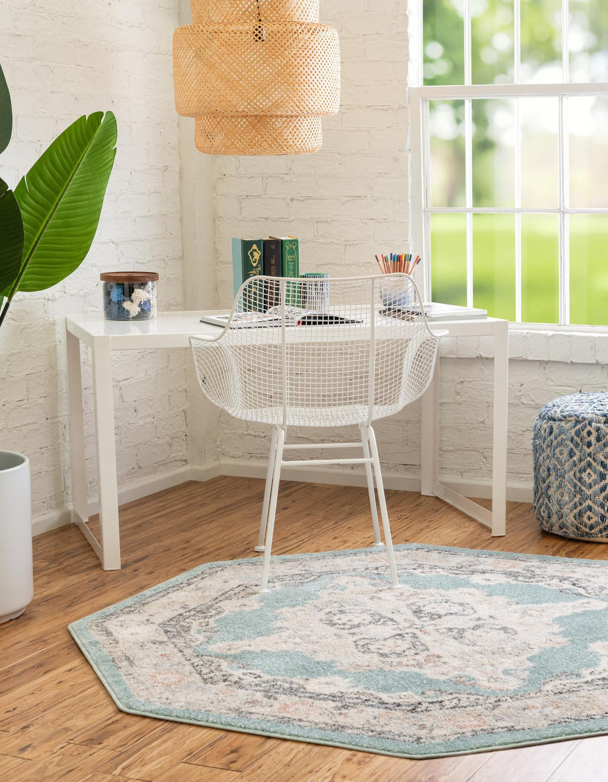 Beverly Grove Collection Area Rug -  Fairfax (Aqua) Octagon Aqua  lifestyle 22