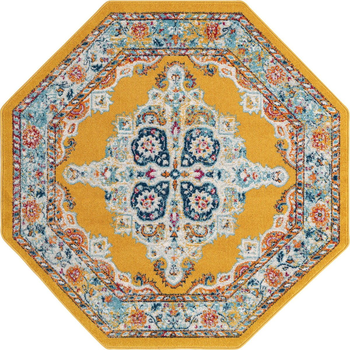 Beverly Grove Collection Area Rug -  Fairfax (Yellow) Octagon Yellow  lifestyle 19