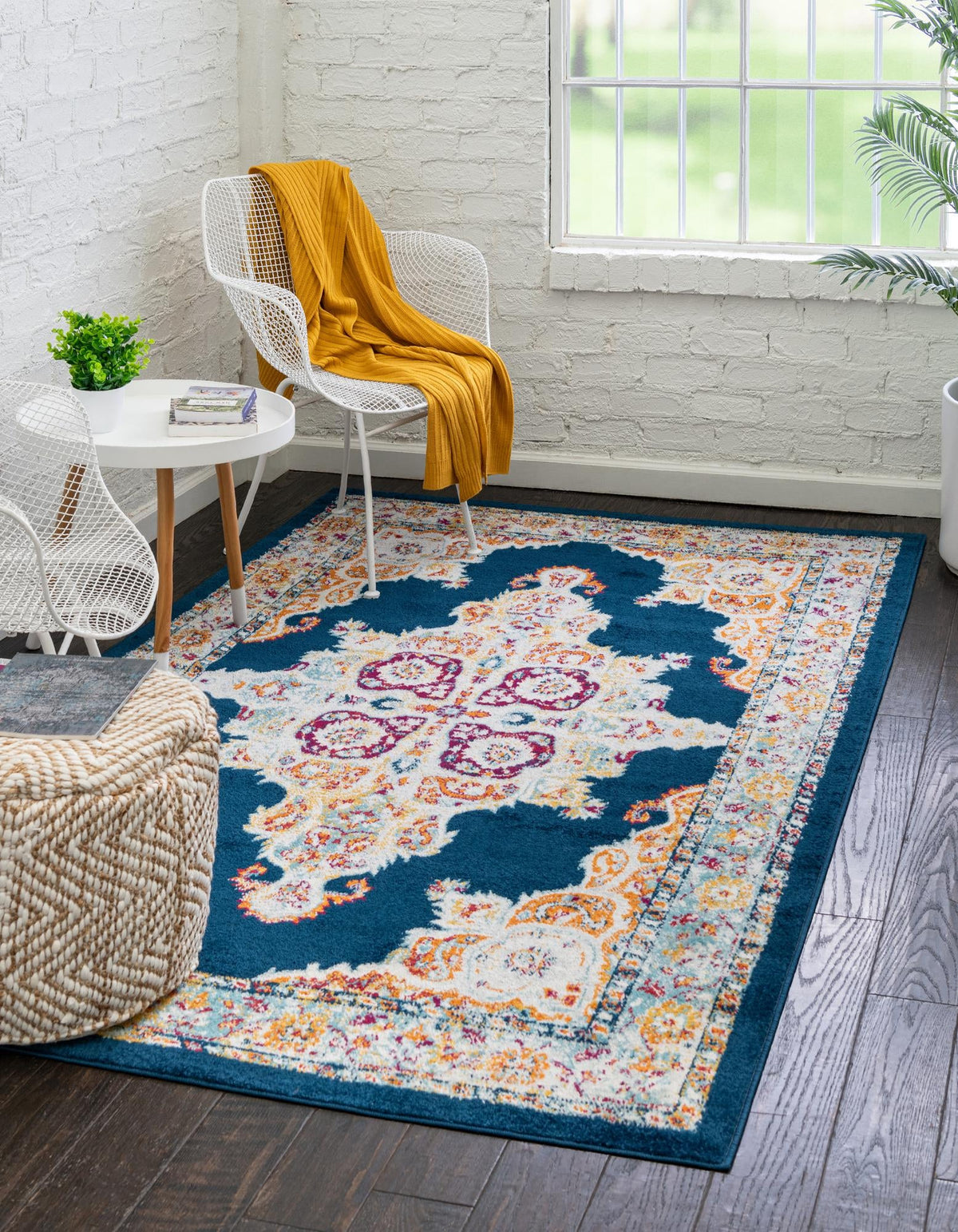 Beverly Grove Collection Area Rug -  Fairfax (Navy Blue) Rectangle Navy Blue  lifestyle 2