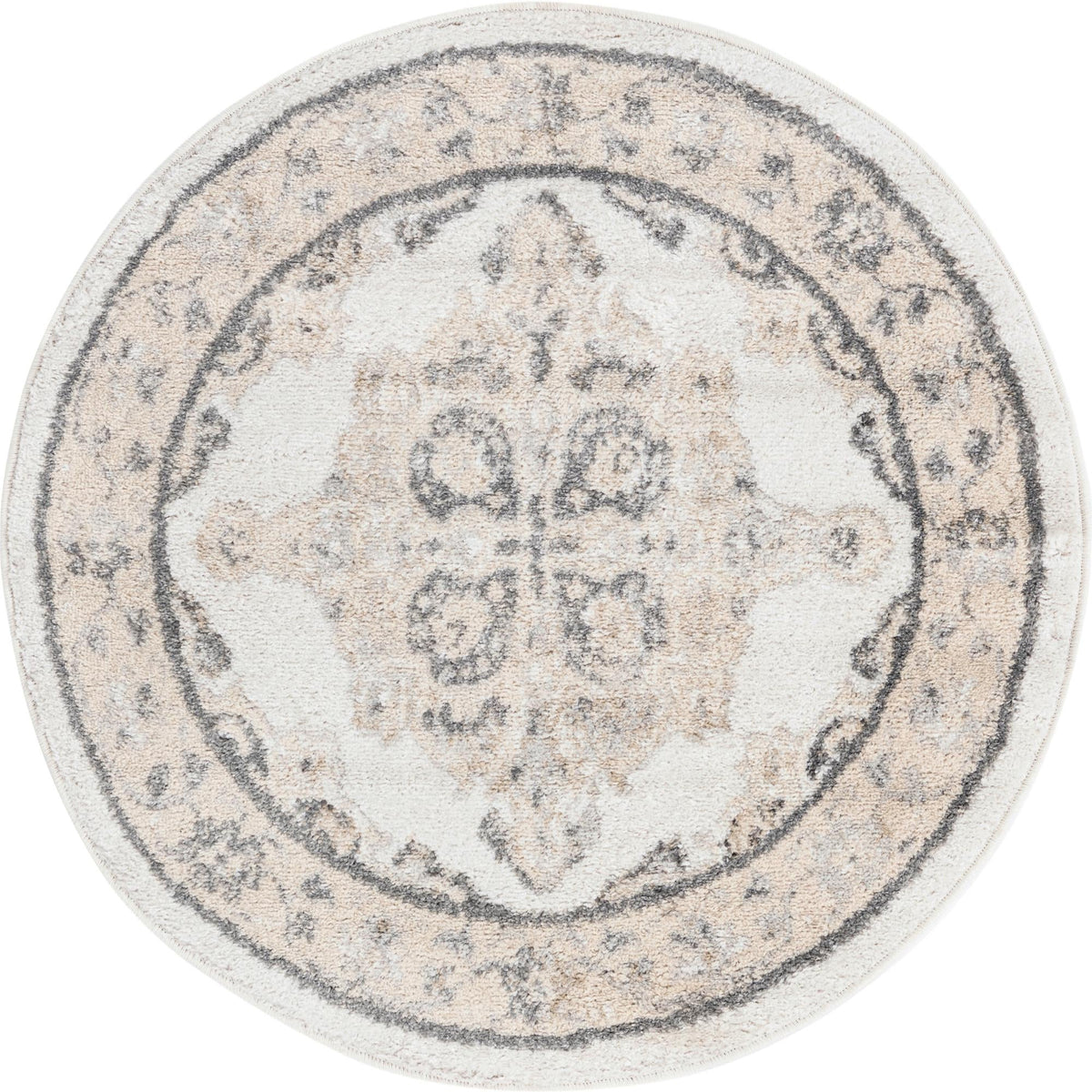 Beverly Grove Collection Area Rug -  Fairfax (Ivory) Round Ivory  lifestyle 9