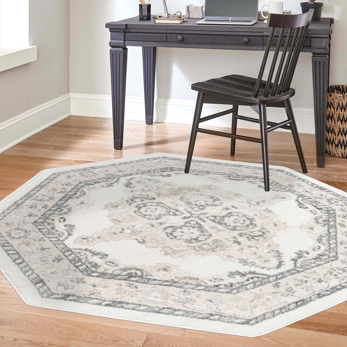 Beverly Grove Collection Area Rug -  Fairfax (Ivory) Octagon Ivory  lifestyle 50