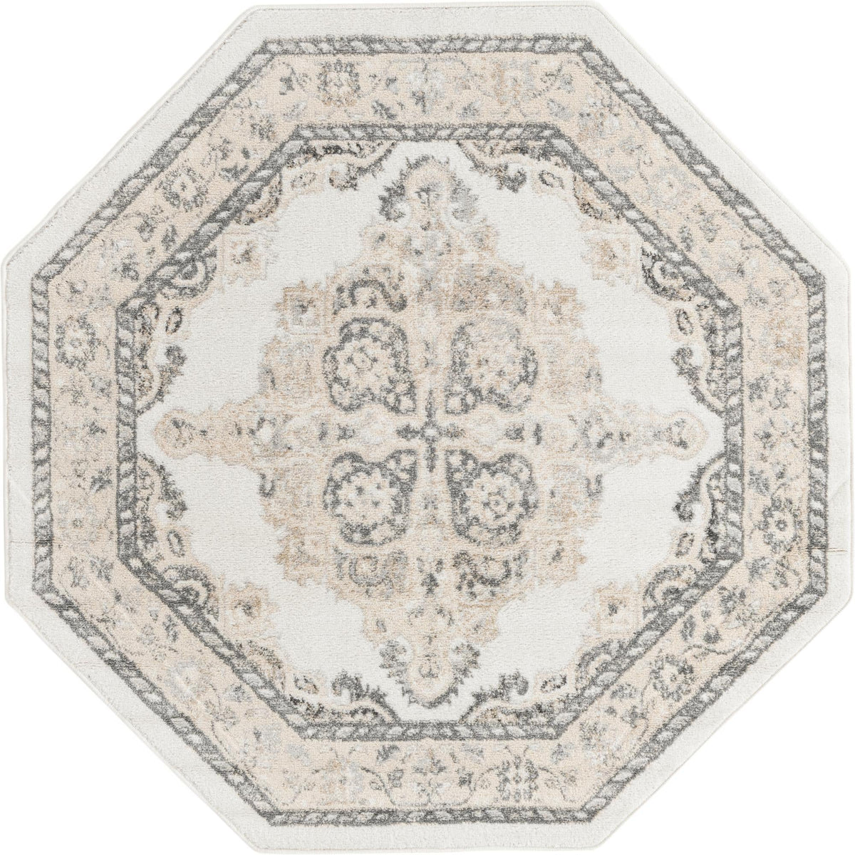 Beverly Grove Collection Area Rug -  Fairfax (Ivory) Octagon Ivory  lifestyle 12