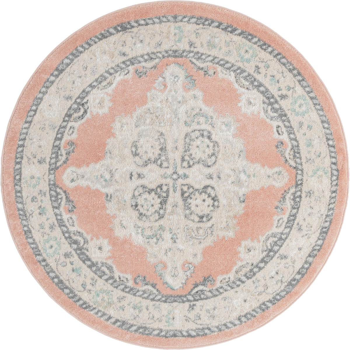 Beverly Grove Collection Area Rug -  Fairfax (Rose) Round Rose  lifestyle 9