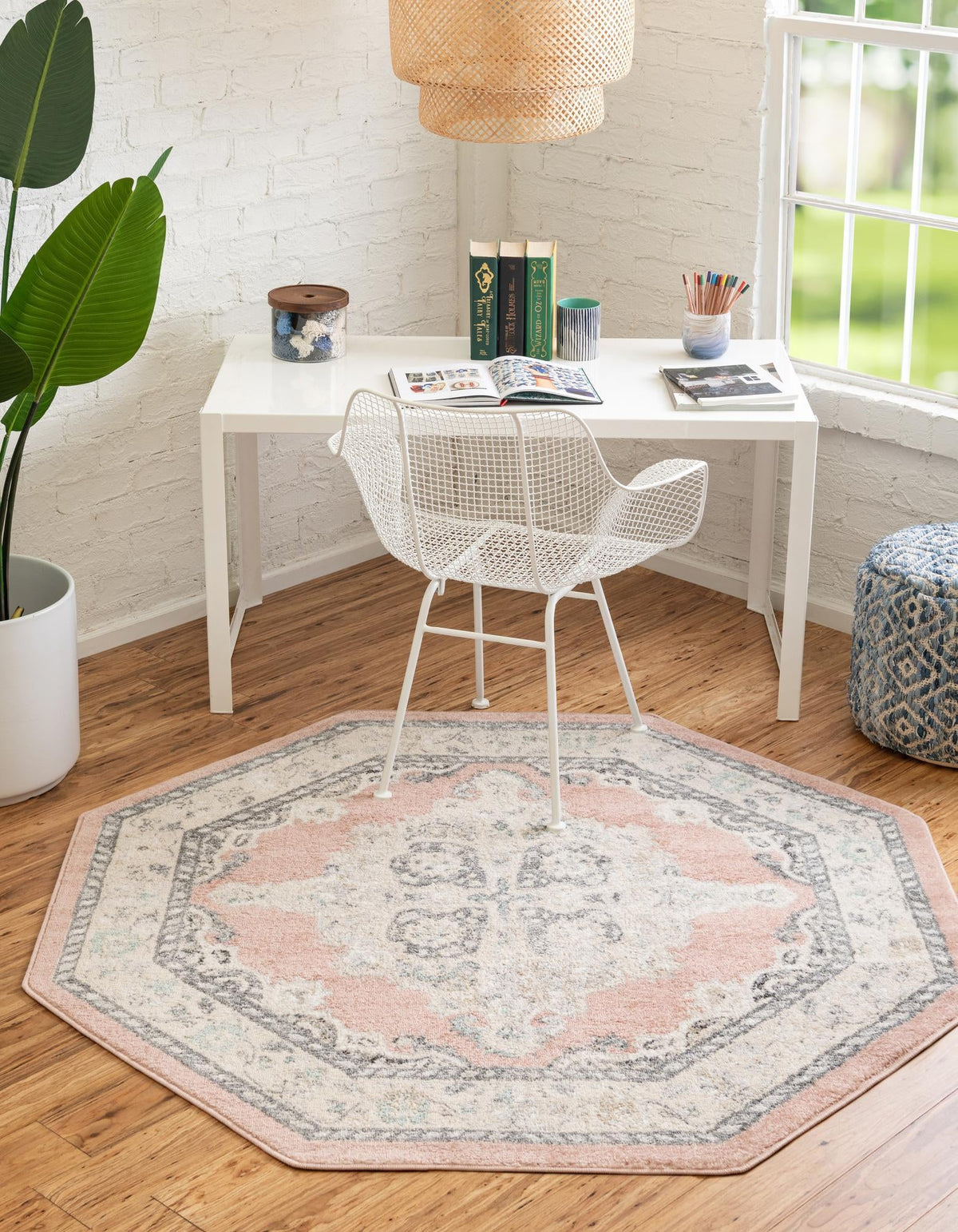 Beverly Grove Collection Area Rug -  Fairfax (Rose) Octagon Rose  lifestyle 17