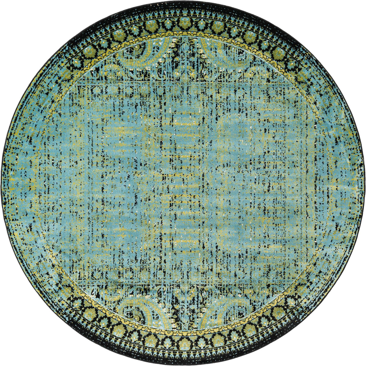 Ankara Elegance Collection Area Rug - Cappadocia Round Aqua Blue  lifestyle 32