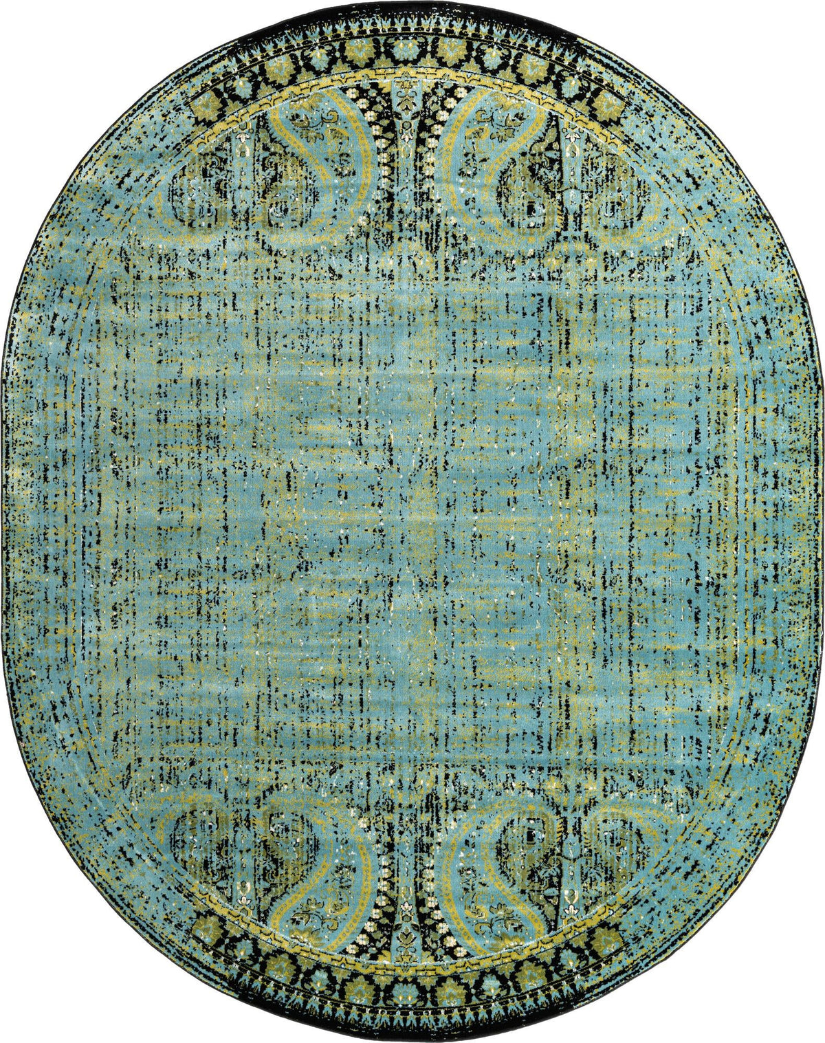 Ankara Elegance Collection Area Rug - Cappadocia Oval Aqua Blue  lifestyle 33