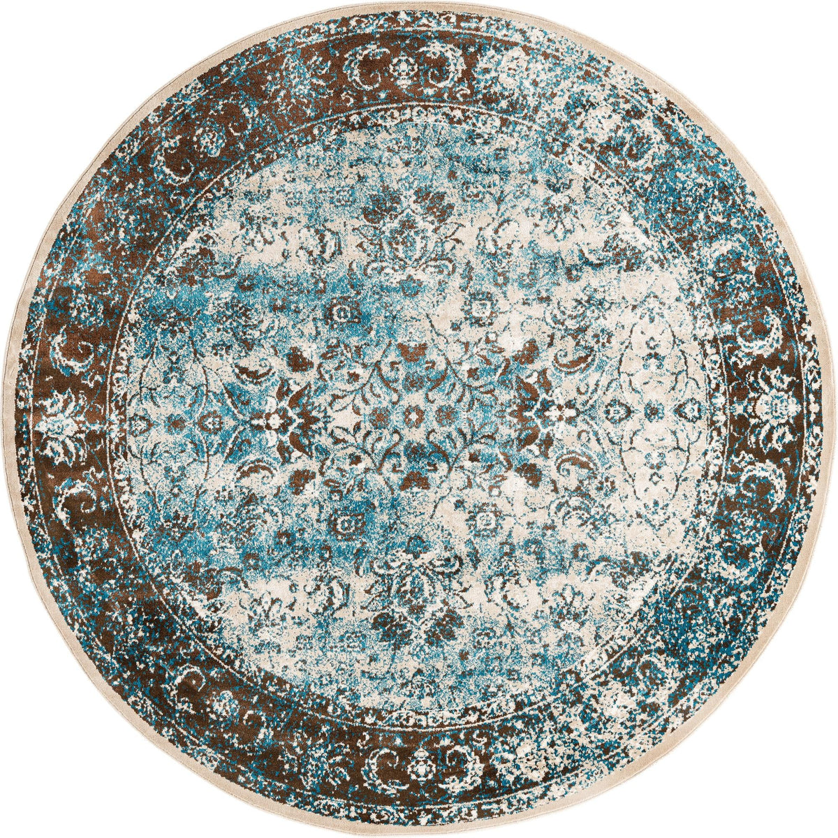 Ankara Elegance Collection Area Rug -  Ephesus Round Ivory and Blue  lifestyle 21