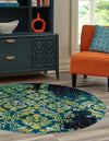 Ankara Elegance Collection Area Rug -  Pamukkale Round Blue  lifestyle 26