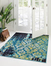 Ankara Elegance Collection Area Rug -  Pamukkale Square Blue  lifestyle 25