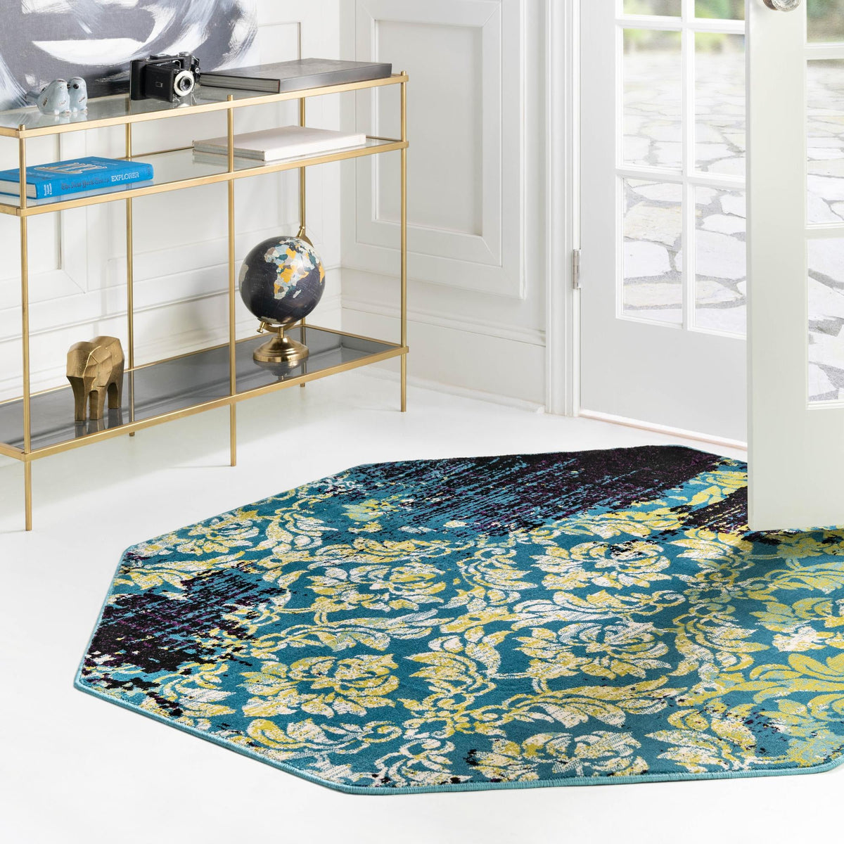 Ankara Elegance Collection Area Rug -  Pamukkale Octagon Blue  lifestyle 76