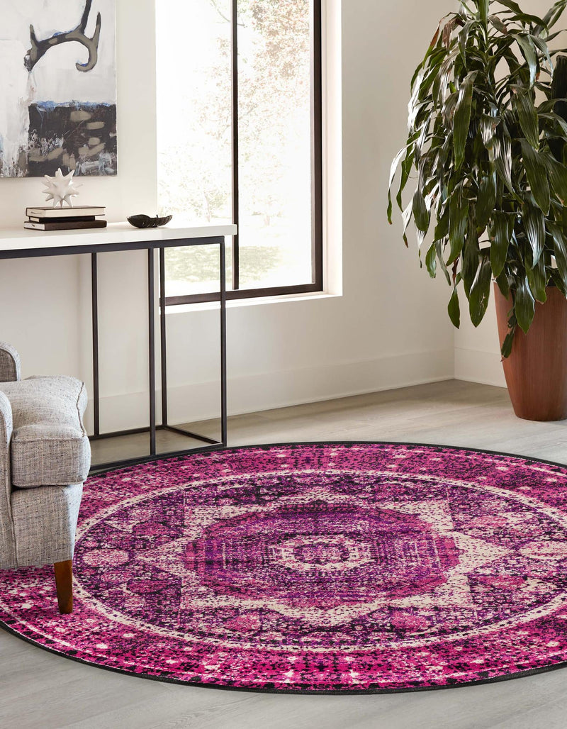 Ankara Elegance Collection Area Rug -  Konya (Lilac) Round Lilac  lifestyle 21