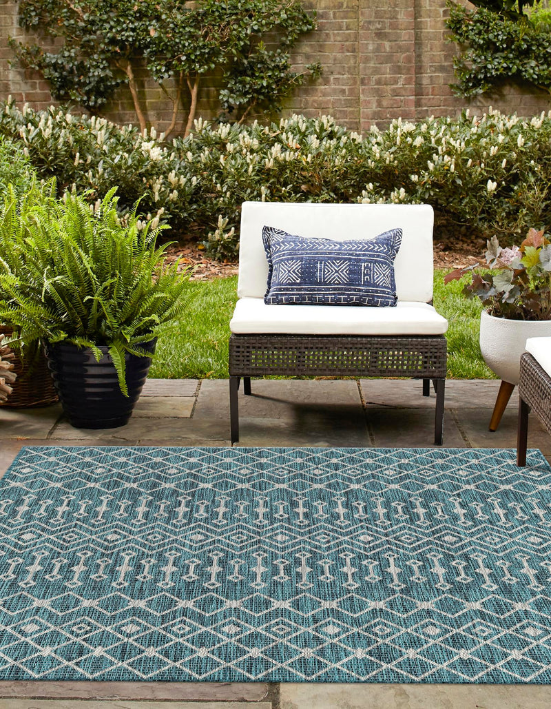 Garden Lattice Oasis Collection Area Rug -  Pergola (Teal) Square Teal  lifestyle 4