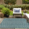 Garden Lattice Oasis Collection Area Rug -  Pergola (Teal) Square Teal  lifestyle 11