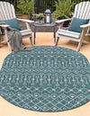 Garden Lattice Oasis Collection Area Rug -  Pergola (Teal) Oval Teal  lifestyle 36