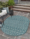 Garden Lattice Oasis Collection Area Rug -  Pergola (Teal) Oval Teal  lifestyle 54