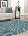 Garden Lattice Oasis Collection Area Rug -  Pergola (Teal) Oval Teal  lifestyle 57