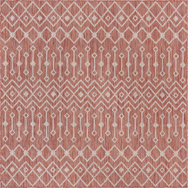 Garden Lattice Oasis Collection Area Rug -  Pergola (Rust Red) Square Rust Red Main