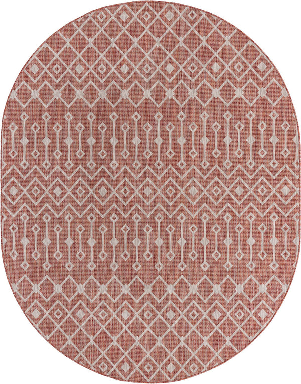 Garden Lattice Oasis Collection Area Rug -  Pergola (Rust Red) Oval Rust Red Main