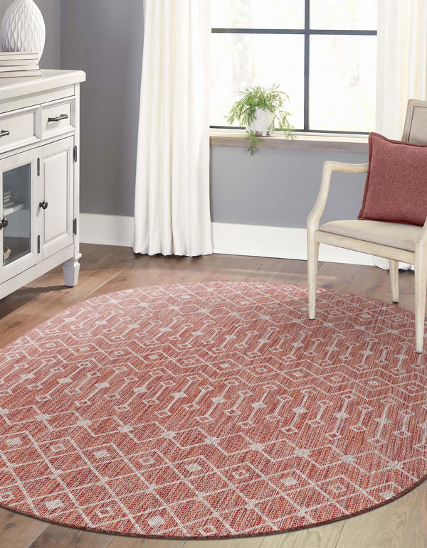 Garden Lattice Oasis Collection Area Rug -  Pergola (Rust Red) Oval Rust Red  lifestyle 45