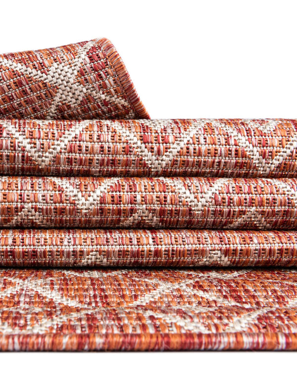 Garden Lattice Oasis Collection Area Rug -  Pergola (Rust Red) Octagon Rust Red  lifestyle 14