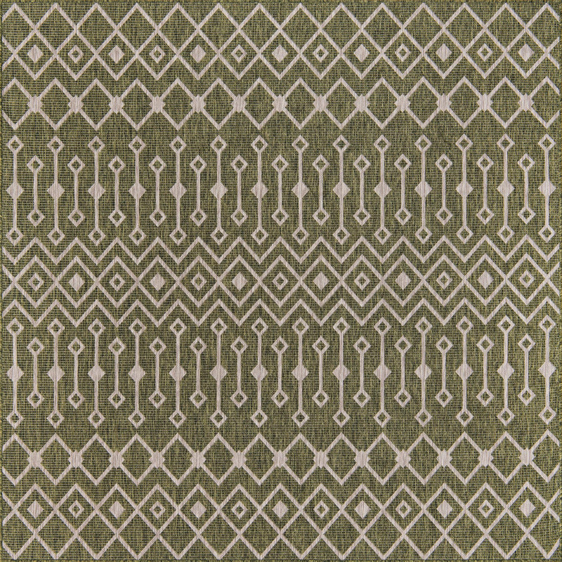 Garden Lattice Oasis Collection Area Rug -  Pergola (Green) Square Green Main