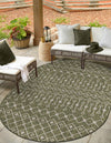 Garden Lattice Oasis Collection Area Rug -  Pergola (Green) Oval Green  lifestyle 36