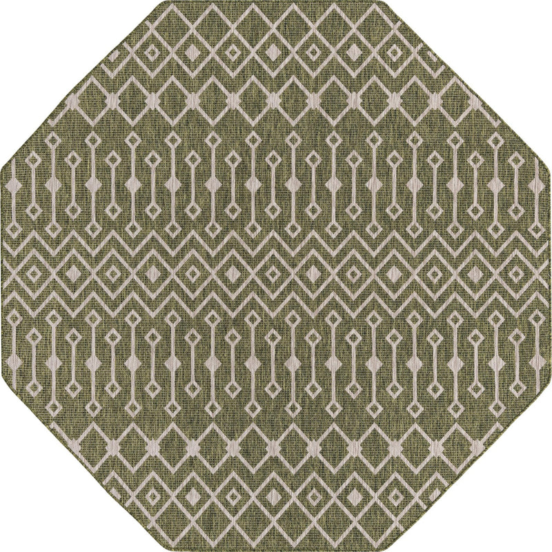 Garden Lattice Oasis Collection Area Rug -  Pergola (Green) Octagon Green Main