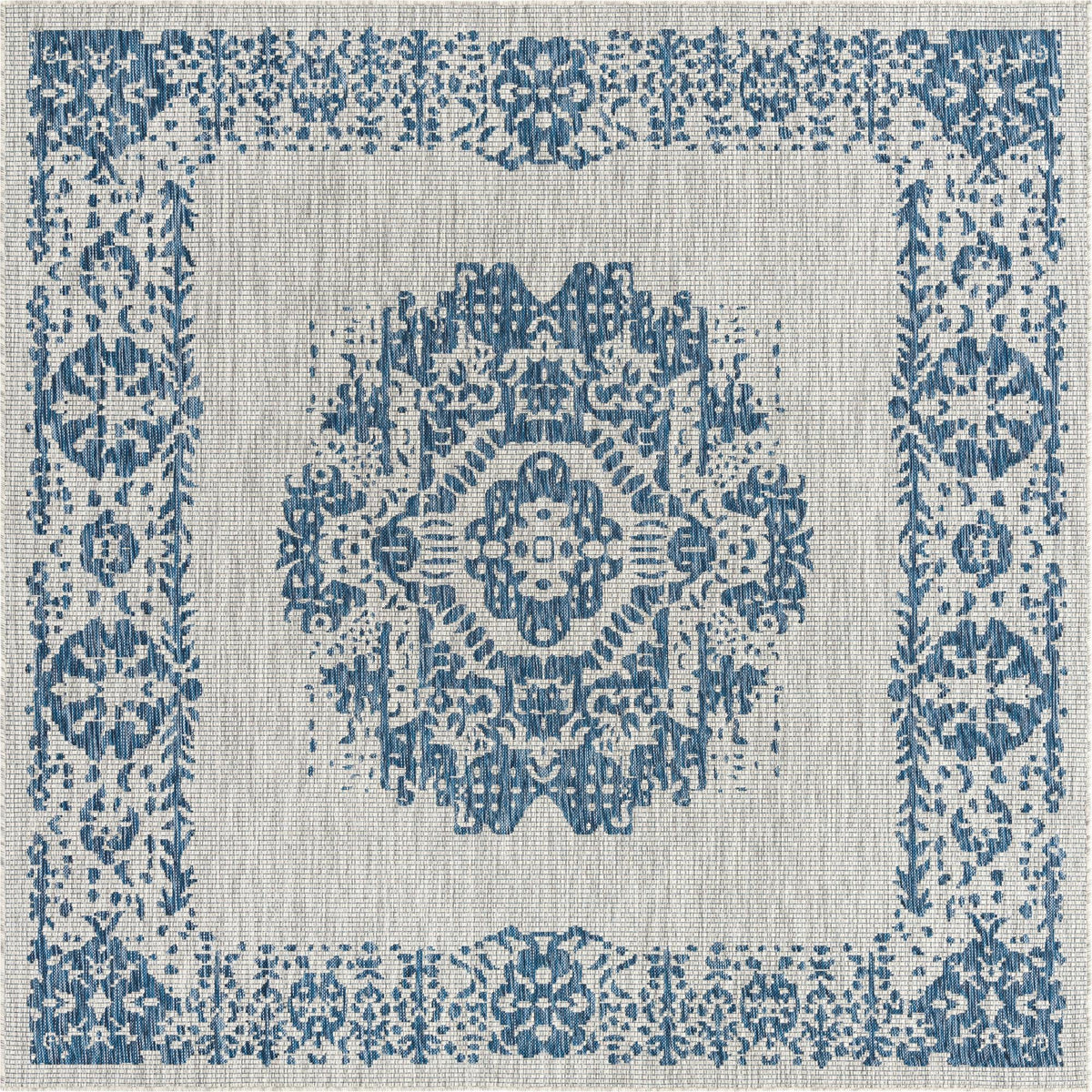 Patio Heritage Collection Area Rug - Savannah (Blue) Square Blue  lifestyle 65