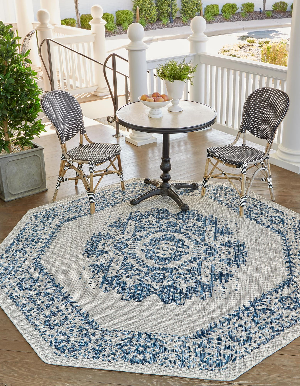 Patio Heritage Collection Area Rug - Savannah (Blue) Octagon Blue  lifestyle 18