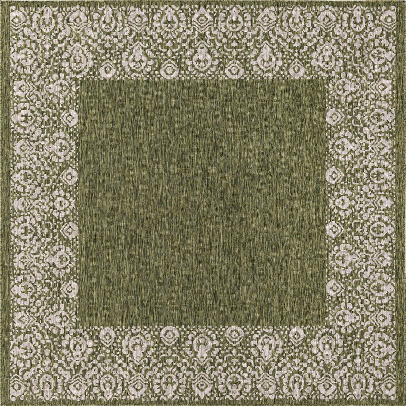 Patio Perimeter Collection Area Rug -  Lanai Square Green Main