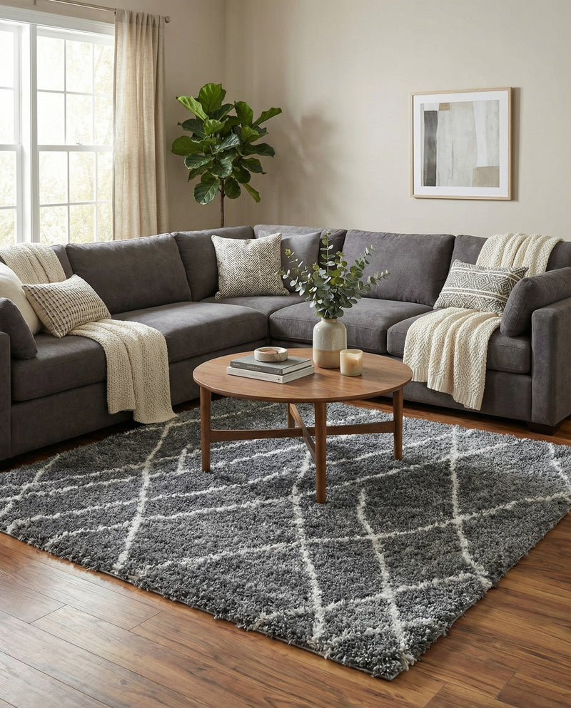 Cozy Haven Shag Collection Area Rug - Serenity (Pebble Gray) Square Pebble Gray  lifestyle 43
