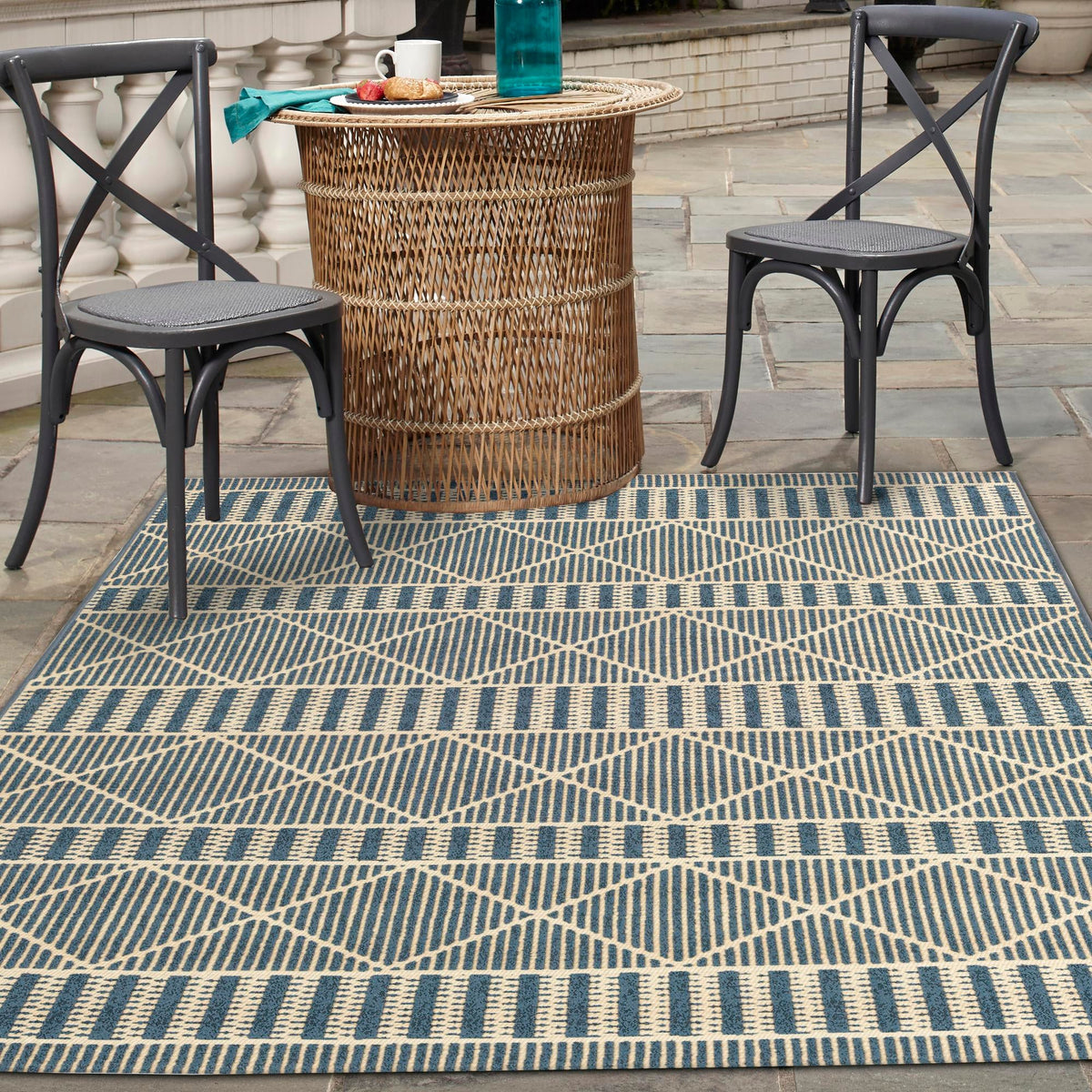 Seaside Lattice Collection Area Rug -  Glade Rectangle Blue  lifestyle 79