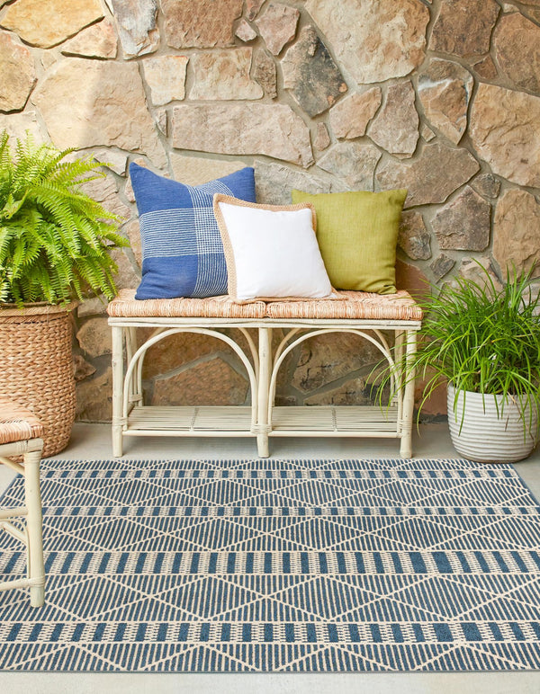 Seaside Lattice Collection Area Rug -  Glade Square Blue  lifestyle 93