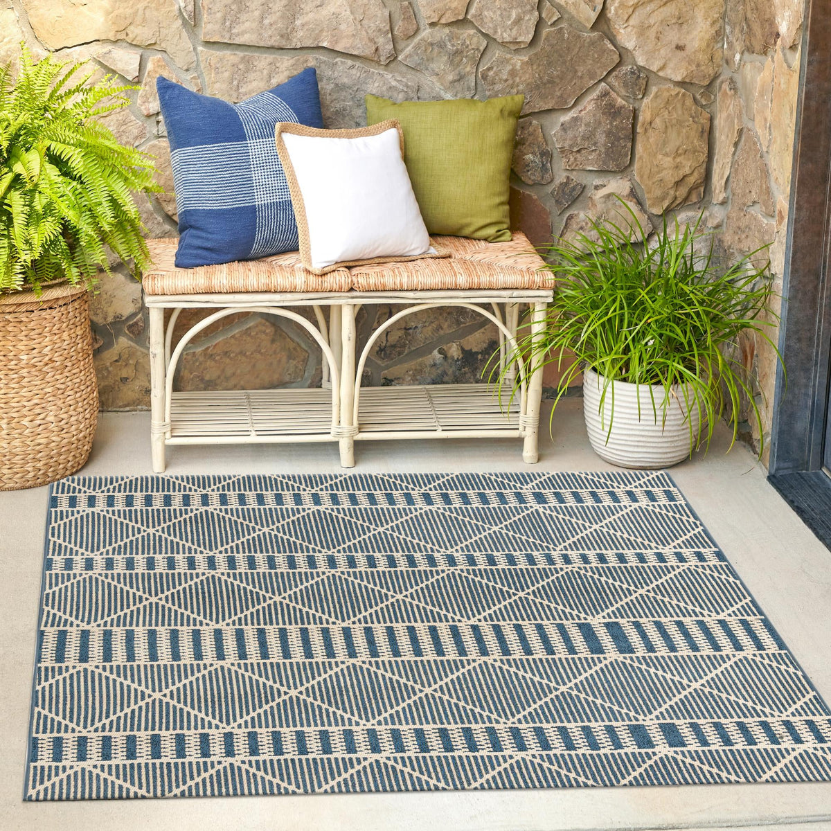 Seaside Lattice Collection Area Rug -  Glade Square Blue  lifestyle 188