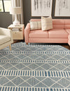 Seaside Lattice Collection Area Rug -  Glade Round Blue  lifestyle 94
